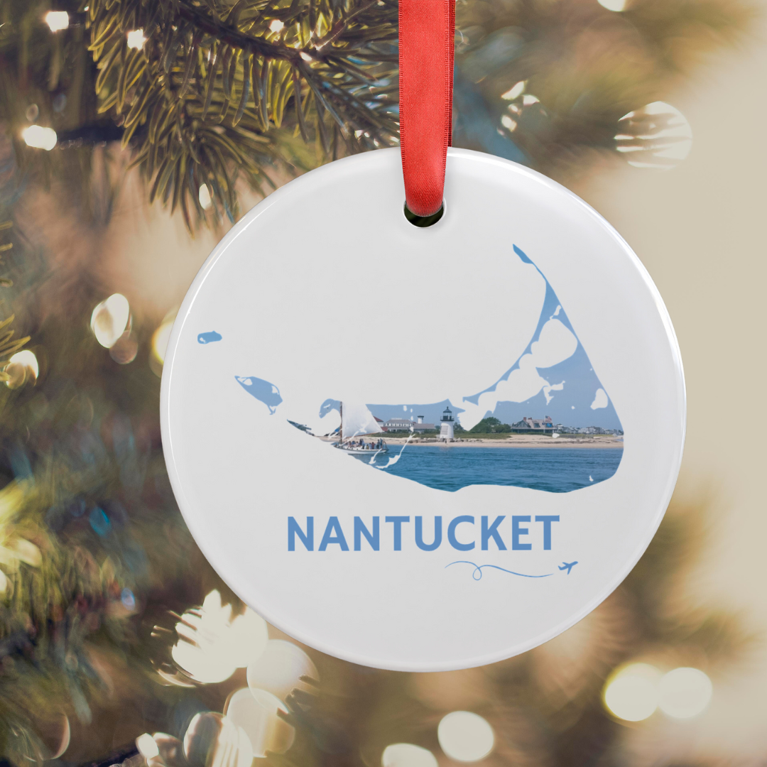 Nantucket Ornament | Brant Point Lighthouse & Sailboat Coastal Keepsake