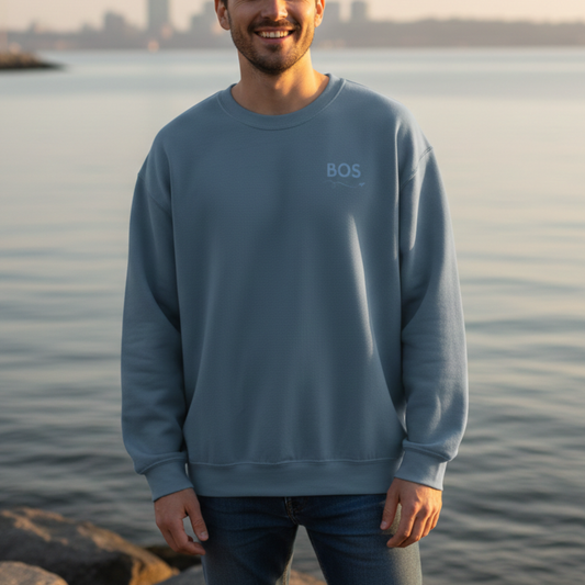 Boston Crewneck Sweatshirt | BOS Front & Back Bay Skyline Back