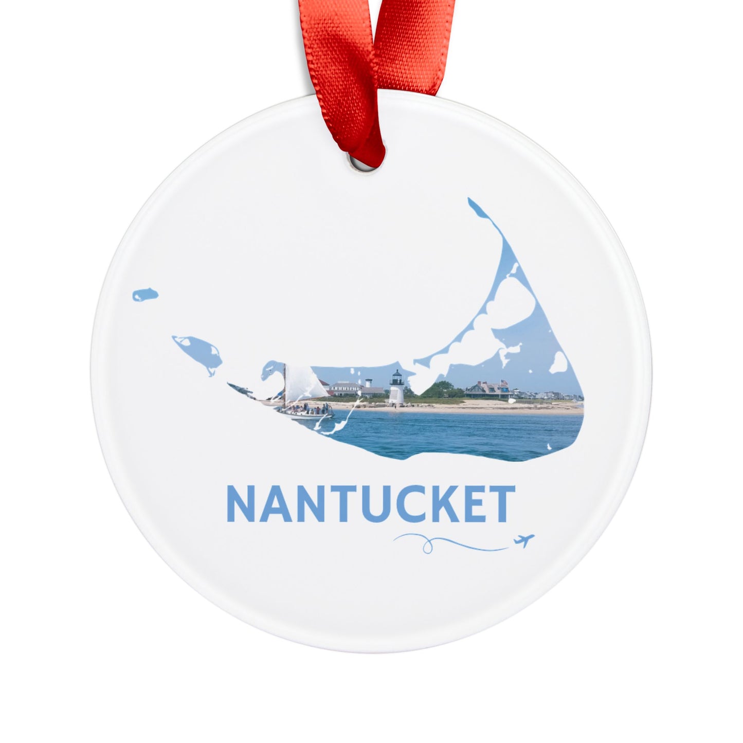 Nantucket Ornament | Brant Point Lighthouse & Sailboat Coastal Keepsake