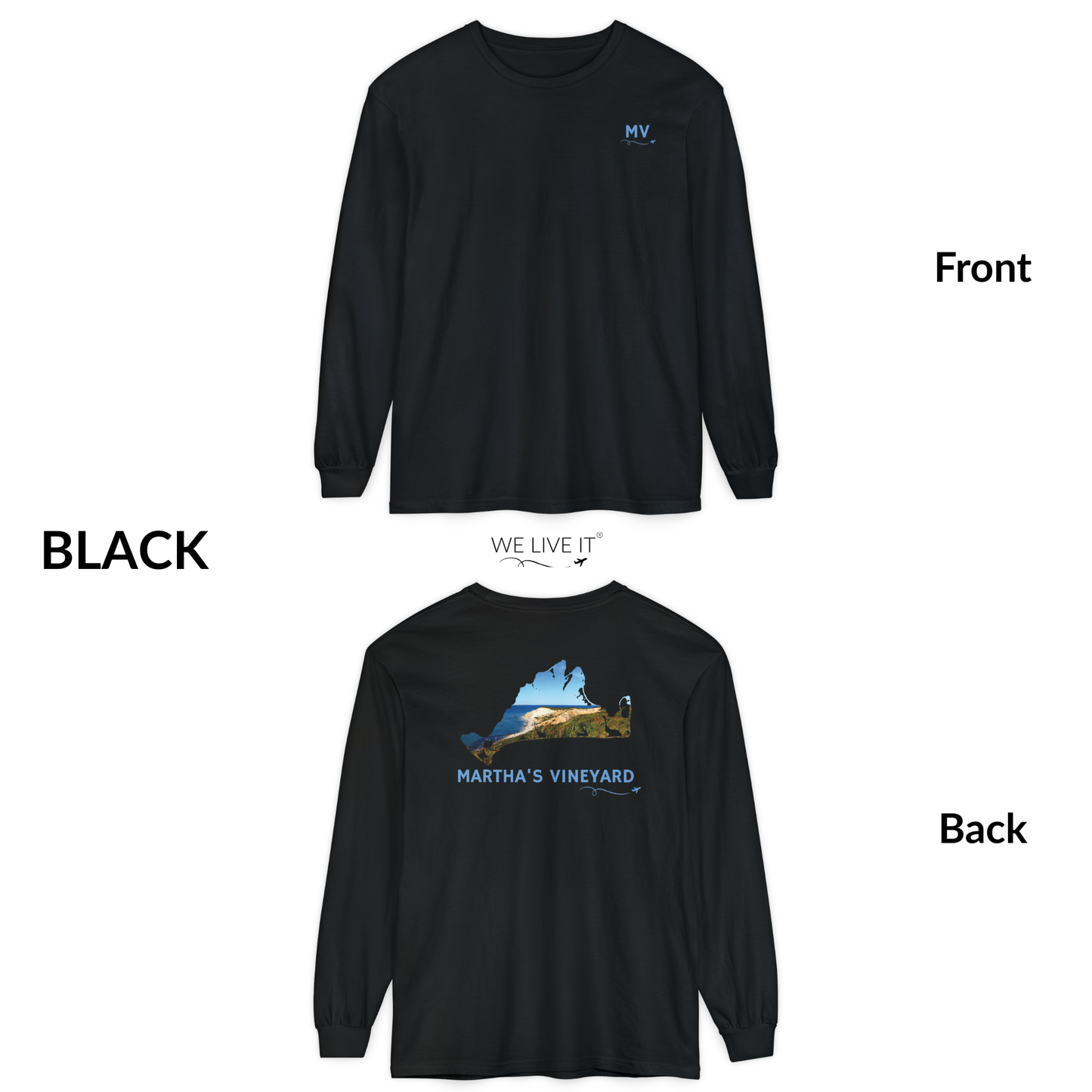 Martha’s Vineyard MV Long Sleeve | Aquinnah Cliffs Outline Back