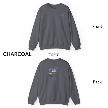 Boston Crewneck Sweatshirt | BOS Front & Back Bay Skyline Back