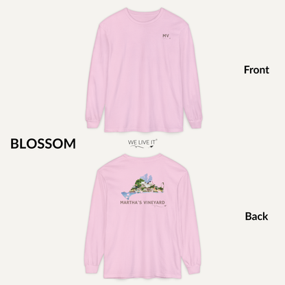 Martha’s Vineyard Long Sleeve | MV Front & Edgartown Harbor Outline Back