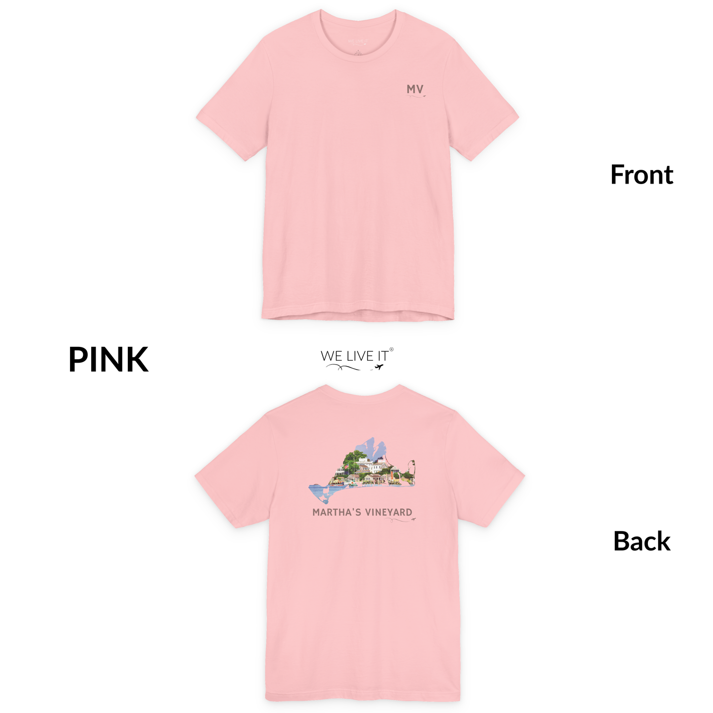 Martha’s Vineyard T-Shirt | MV Front and Edgartown Harbor Back
