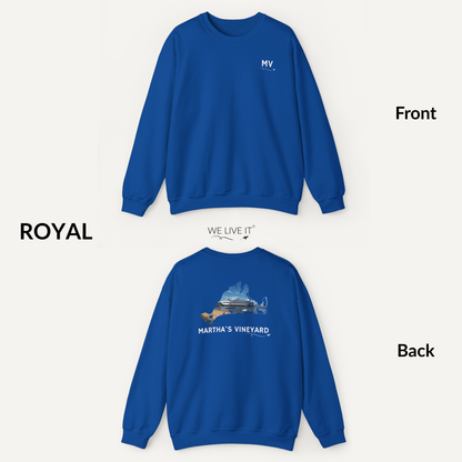 Martha’s Vineyard Crewneck Sweatshirt | MV Front & Vineyard Haven Steamship Back