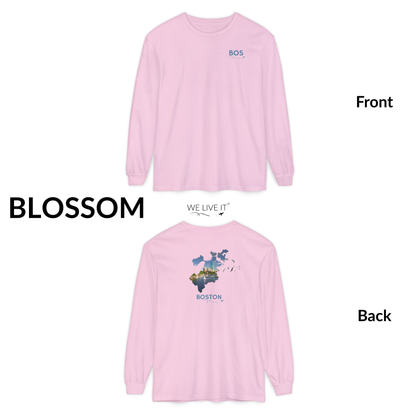 Boston Massachusetts Long Sleeve | BOS Front & Skyline Back