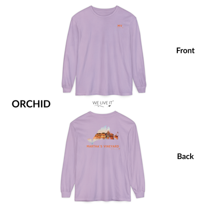 Martha’s Vineyard Long Sleeve | MV Front & Oak Bluffs Harbor Sunset Back