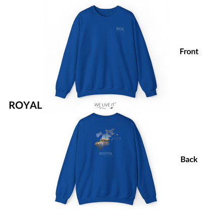 Boston Crewneck Sweatshirt | BOS Front & Back Bay Skyline Back