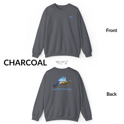 Martha’s Vineyard Crewneck Sweatshirt | MV Front & Aquinnah Cliffs Back