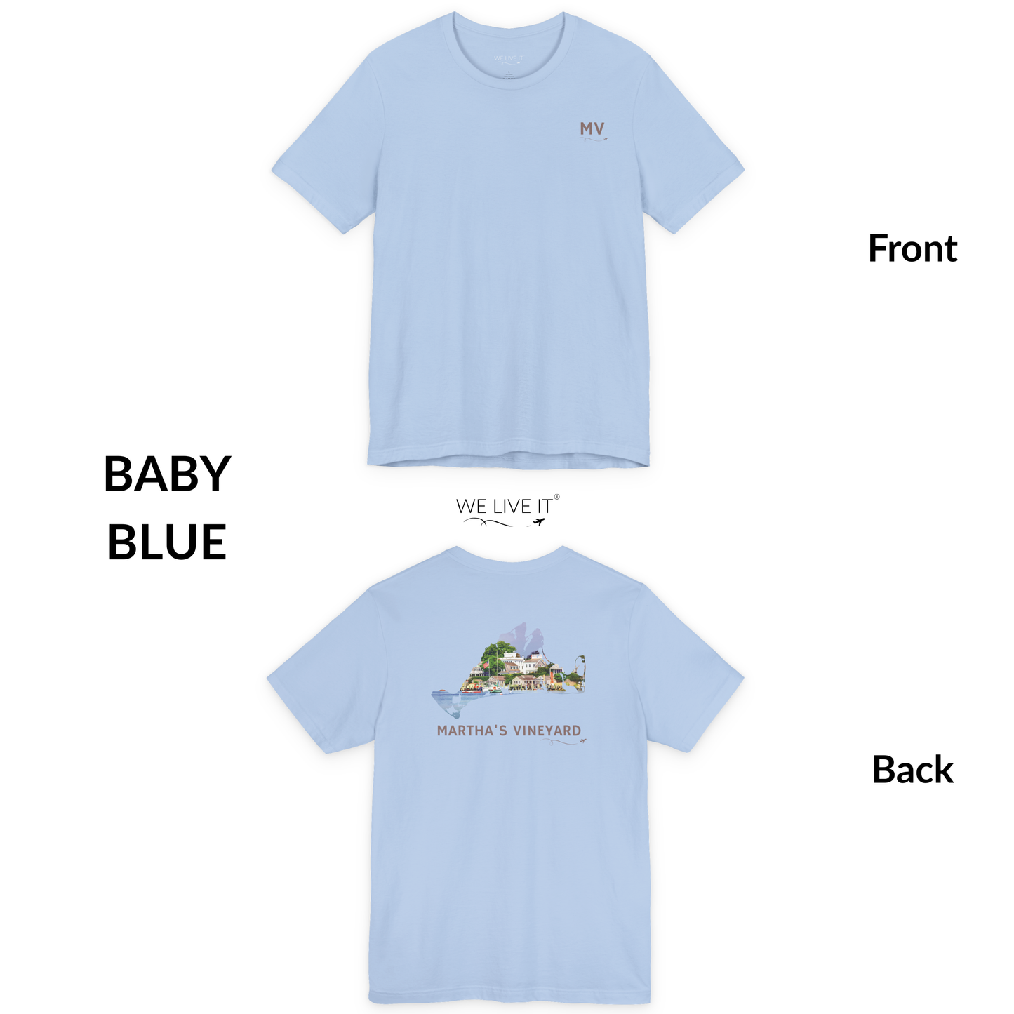Martha’s Vineyard T-Shirt | MV Front and Edgartown Harbor Back