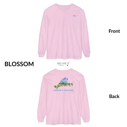 Martha’s Vineyard Outline Long Sleeve | MV Front & Ocean Park Back