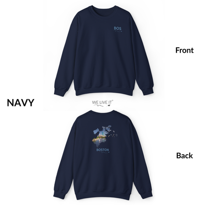Boston Crewneck Sweatshirt | BOS Front & Back Bay Skyline Back