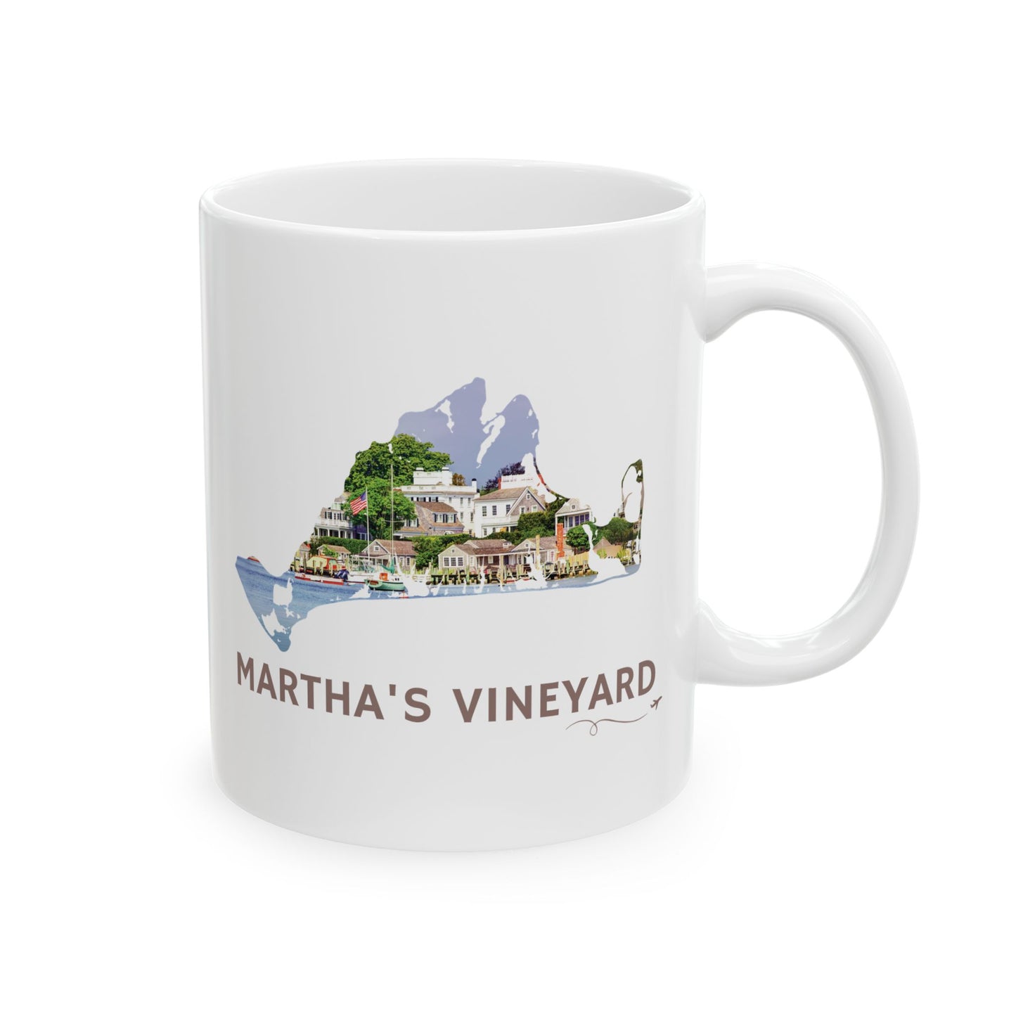 Martha’s Vineyard Edgartown Harbor Mug | Island Outline Coastal Coffee Cup (11oz & 15oz)