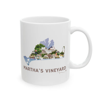Martha’s Vineyard Edgartown Harbor Mug | Island Outline Coastal Coffee Cup (11oz & 15oz)