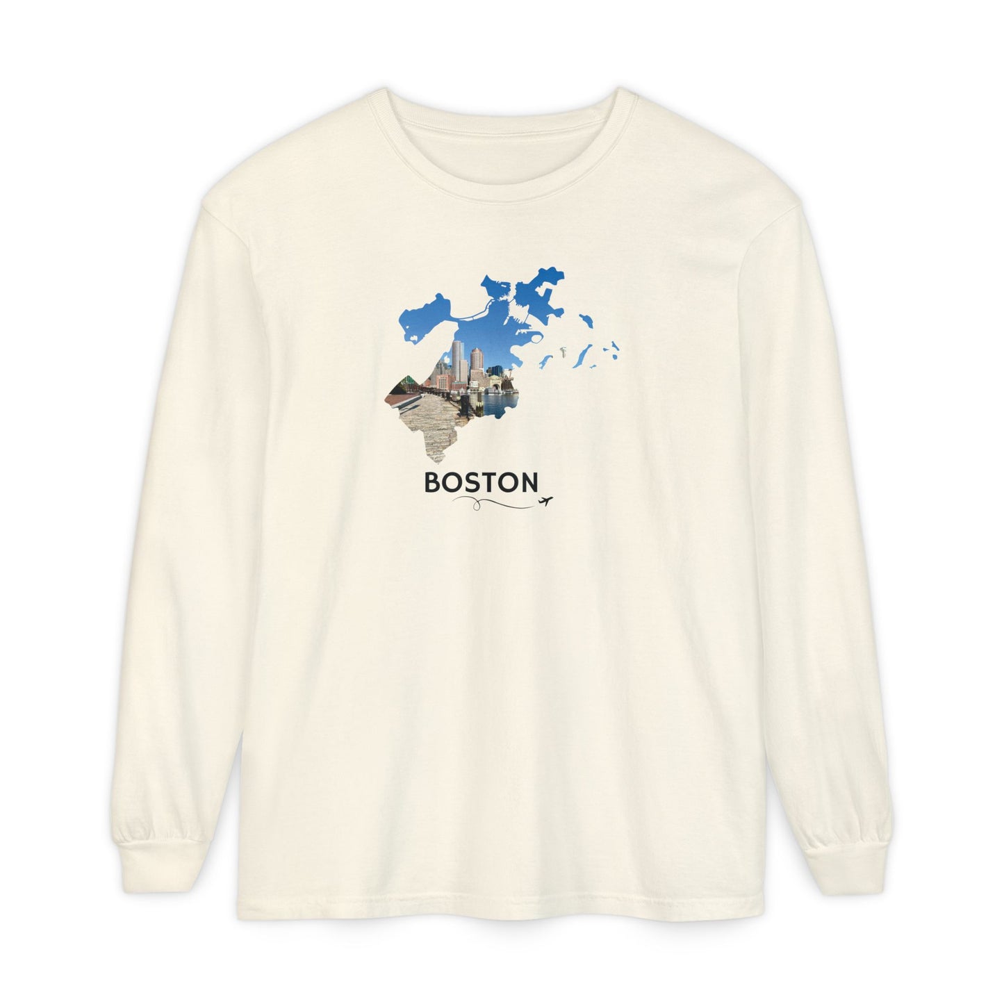 Boston Outline Long Sleeve | Financial District Harbor View