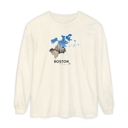 Boston Outline Long Sleeve | Financial District Harbor View