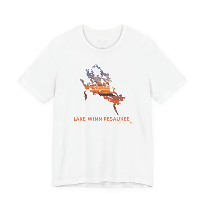 Lake Winnipesaukee T-Shirt | Sunset Lake Outline