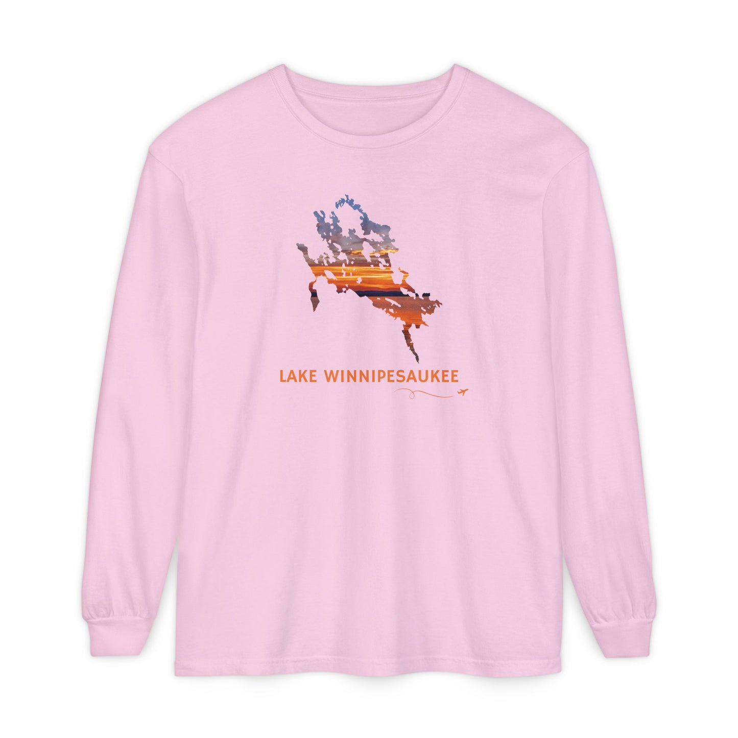 Lake Winnipesaukee Outline Long Sleeve | Sunset Lake View