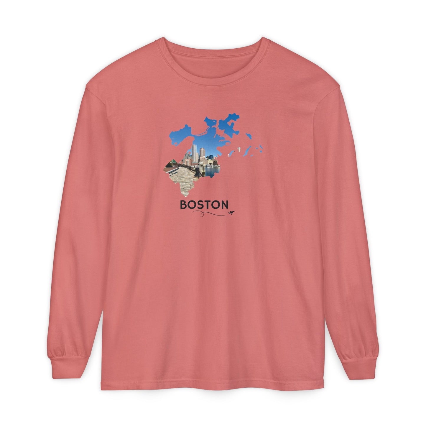 Boston Outline Long Sleeve | Financial District Harbor View