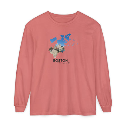 Boston Outline Long Sleeve | Financial District Harbor View