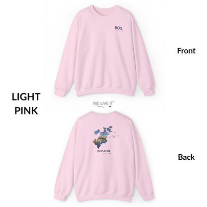 Boston Crewneck Sweatshirt | BOS Front & Back Bay Skyline Back