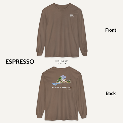 Martha’s Vineyard Long Sleeve | MV Front & Edgartown Harbor Outline Back