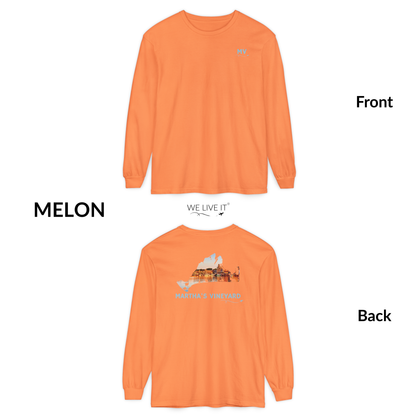 Martha’s Vineyard Long Sleeve | MV Front & Oak Bluffs Harbor Sunset Back
