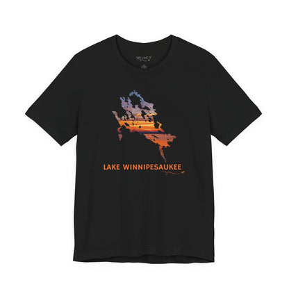 Lake Winnipesaukee T-Shirt | Sunset Lake Outline
