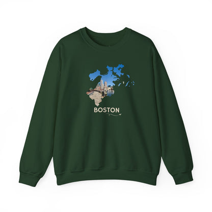 Boston Harbor Crewneck Sweatshirt | Financial District Skyline at Fan Pier Park