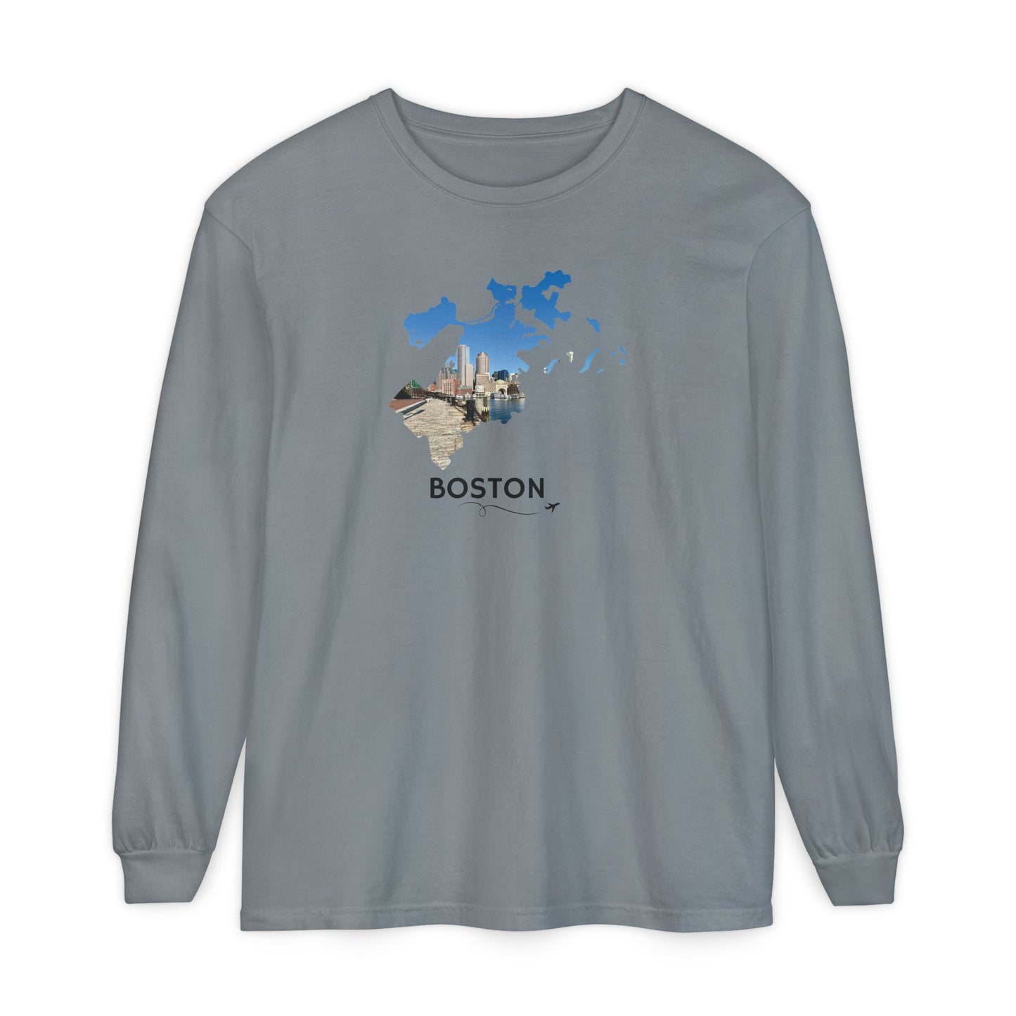 Boston Outline Long Sleeve | Financial District Harbor View