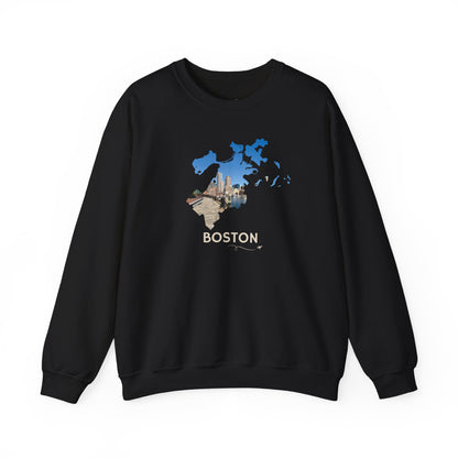 Boston Harbor Crewneck Sweatshirt | Financial District Skyline at Fan Pier Park