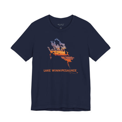 Lake Winnipesaukee T-Shirt | Sunset Lake Outline