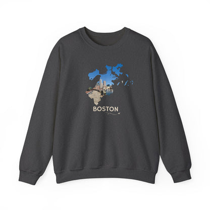 Boston Harbor Crewneck Sweatshirt | Financial District Skyline at Fan Pier Park