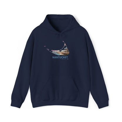 Nantucket Hoodie | Easy Street Harbor Houses & Boats Pullover