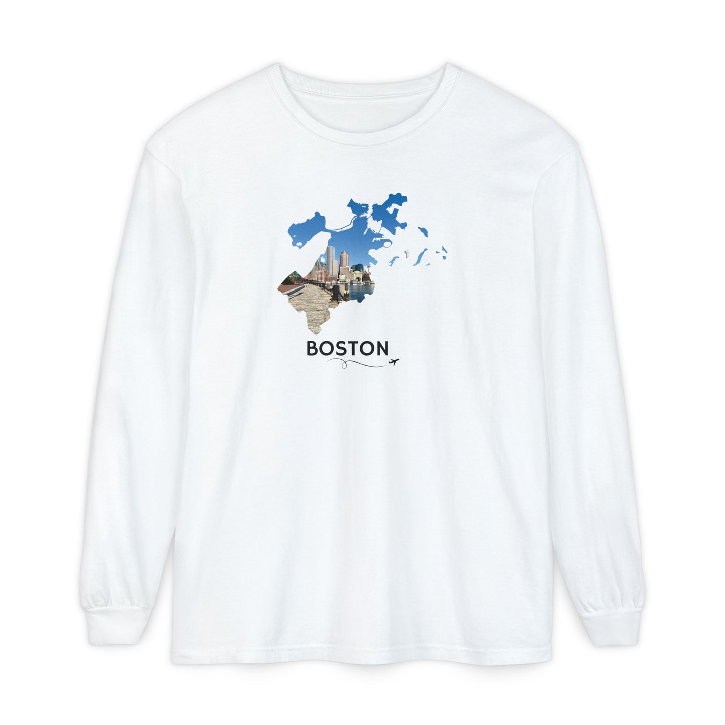 Boston Outline Long Sleeve | Financial District Harbor View