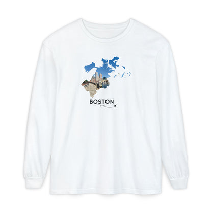 Boston Outline Long Sleeve | Financial District Harbor View