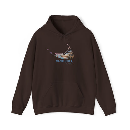 Nantucket Hoodie | Easy Street Harbor Houses & Boats Pullover