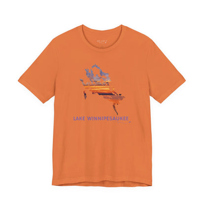 Lake Winnipesaukee T-Shirt | Sunset Lake Outline