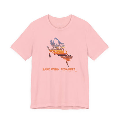 Lake Winnipesaukee T-Shirt | Sunset Lake Outline