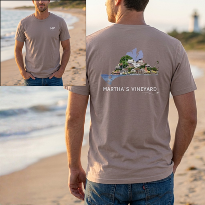 Martha’s Vineyard T-Shirt | MV Front and Edgartown Harbor Back