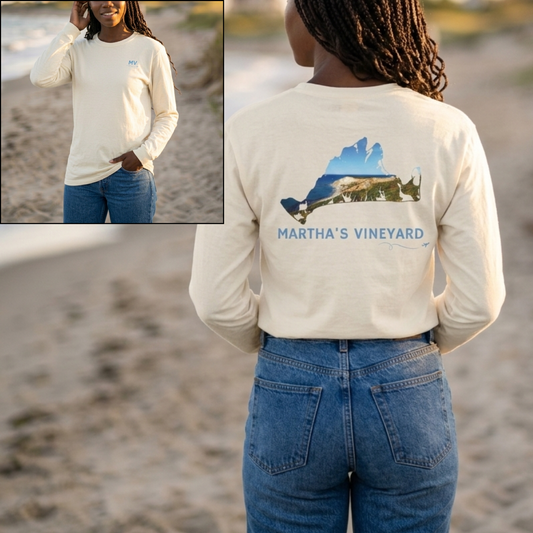 Martha’s Vineyard MV Long Sleeve | Aquinnah Cliffs Outline Back