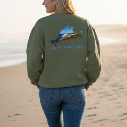 Martha’s Vineyard Crewneck Sweatshirt | MV Front & Aquinnah Cliffs Back