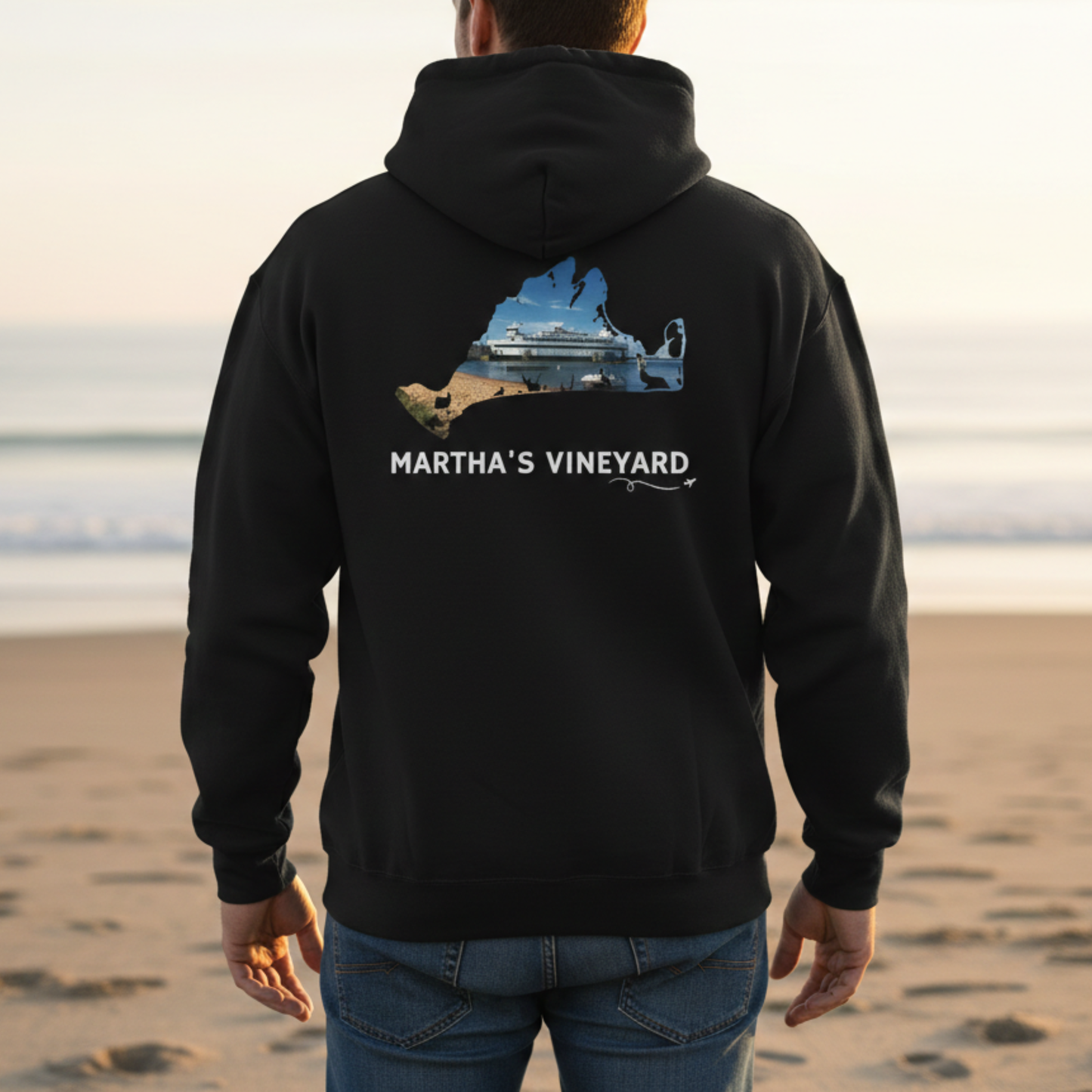 Martha’s Vineyard Zip-Up Hoodie | MV Front & Vineyard Haven Steamship Back