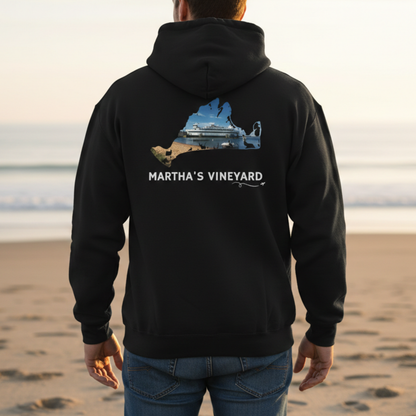 Martha’s Vineyard Zip-Up Hoodie | MV Front & Vineyard Haven Steamship Back