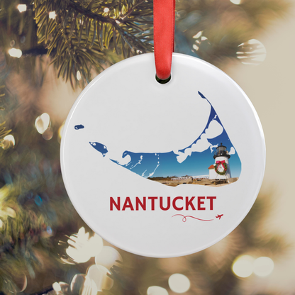 Nantucket Ornament | Brant Point Lighthouse Holiday Wreath Keepsake – We Live It