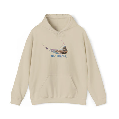 Nantucket Hoodie | Easy Street Harbor Houses & Boats Pullover