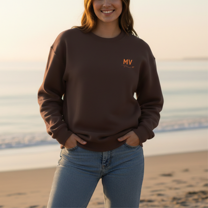 Martha’s Vineyard Crewneck Sweatshirt | MV Front & Oak Bluffs Harbor Sunset Back