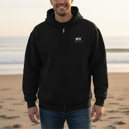 Martha’s Vineyard Zip-Up Hoodie | MV Front & Vineyard Haven Steamship Back