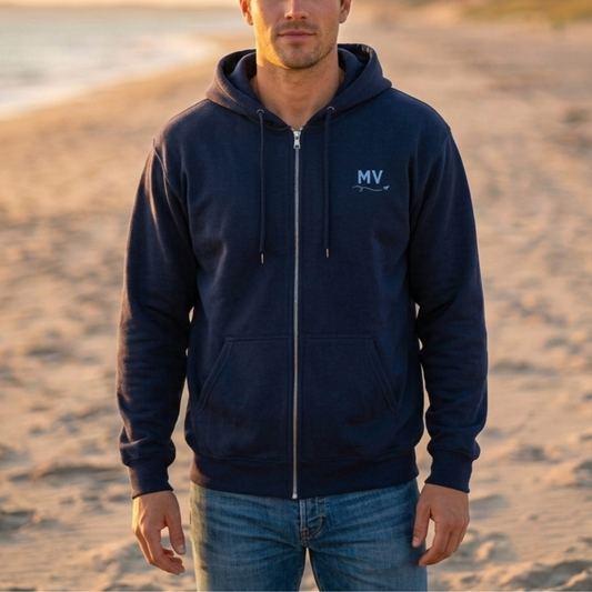 Martha’s Vineyard Zip-Up Hoodie | MV Front & Aquinnah Cliffs Back