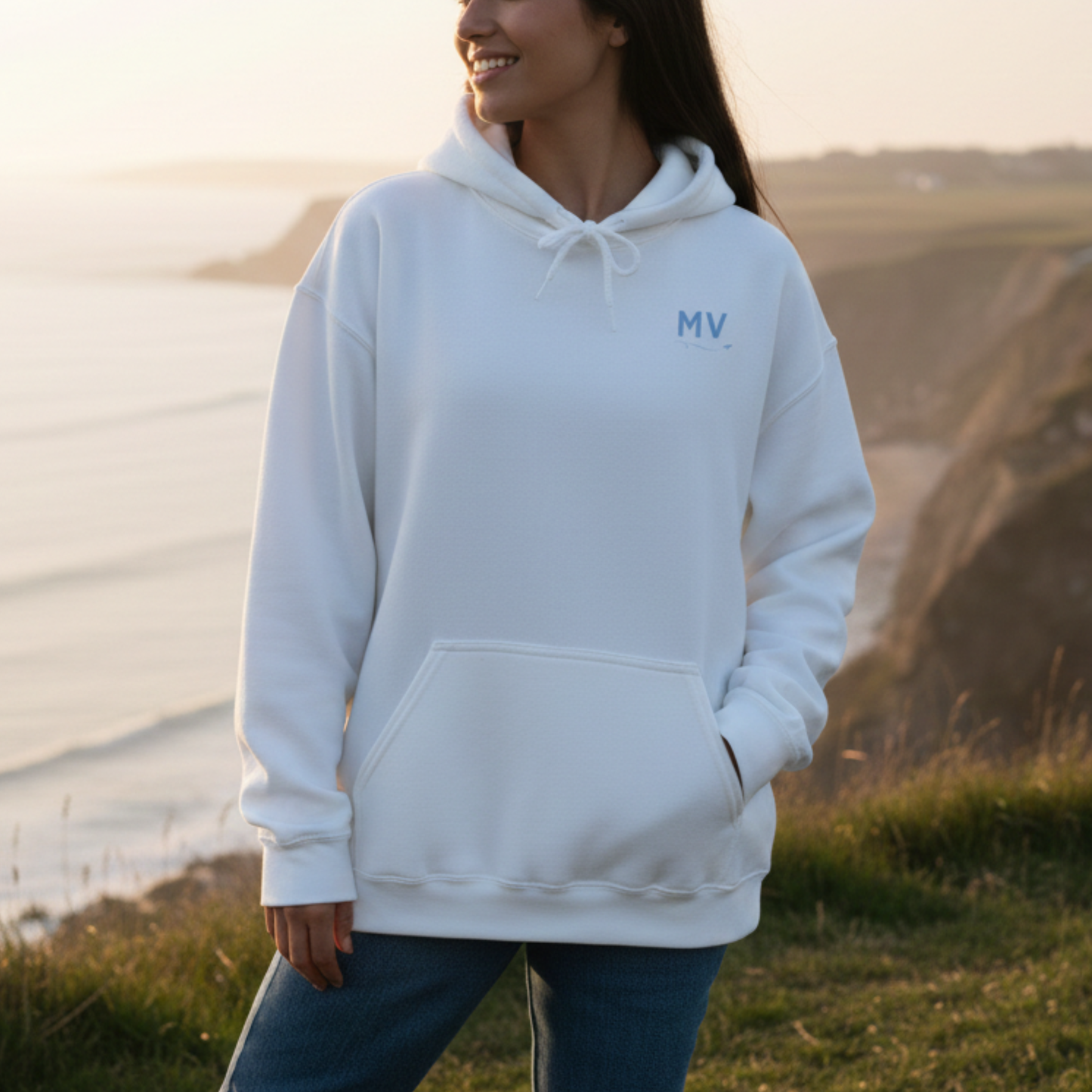 Martha’s Vineyard Hoodie | MV Chest & Aquinnah Cliffs Outline Back Design
