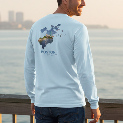 Boston Massachusetts Long Sleeve | BOS Front & Skyline Back
